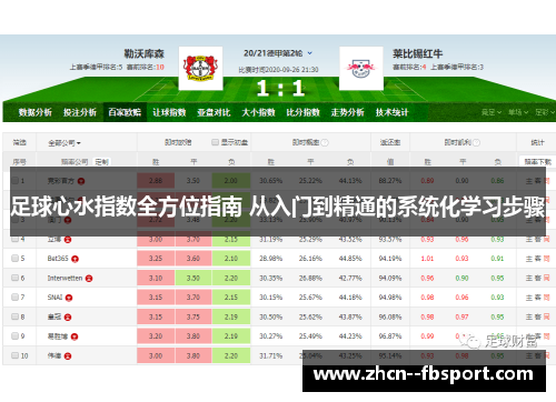 足球心水指数全方位指南 从入门到精通的系统化学习步骤